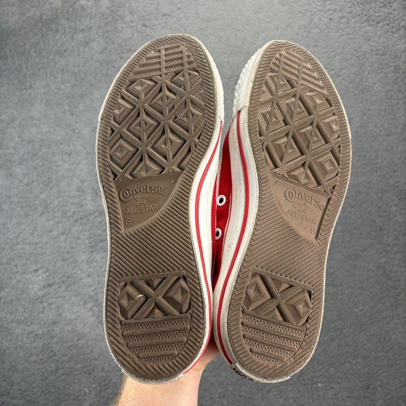 Converse All Star Low Top‎ Sneakers Red White Striped Canvas Shoes Unisex Size 6 - Picture 7 of 8